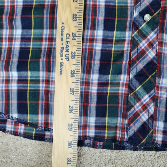 Wrangler Western Shirt Men's Size Large Pearl Snaps Blue, Green, Red Plaid - Picture 8 of 16
